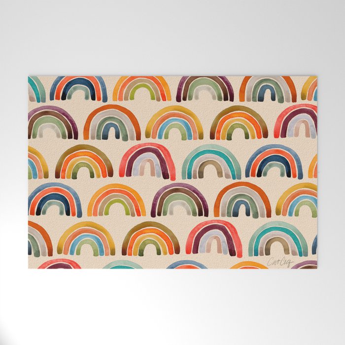 Rainbow Watercolor - Retro Palette Welcome Mat Gallery Image 1