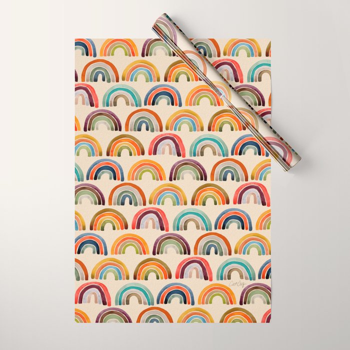 Rainbow Watercolor - Retro Palette Wrapping Paper Gallery Image 1