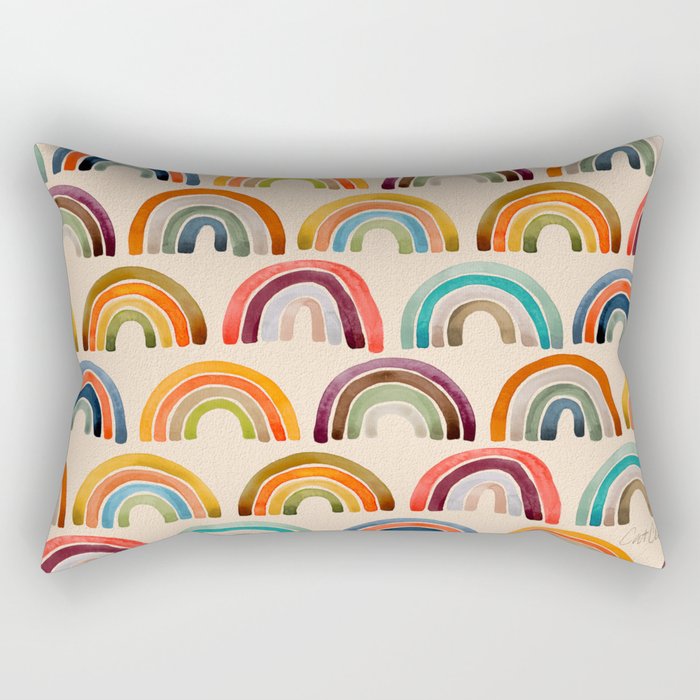 Rainbow Watercolor - Retro Palette Rectangular Pillow Gallery Image 2