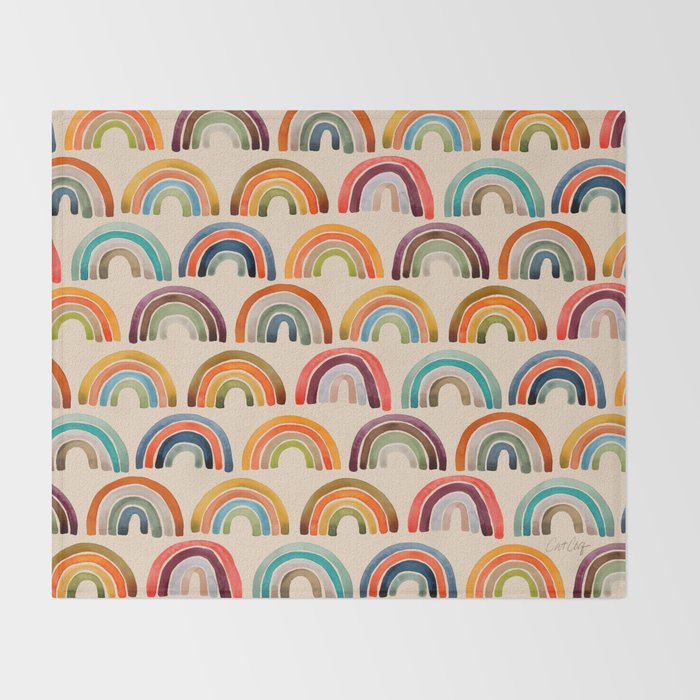 Rainbow Watercolor - Retro Palette Throw Blanket Gallery Image 2