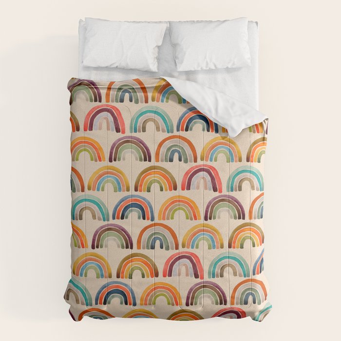 Rainbow Watercolor - Retro Palette Comforter Gallery Image 6