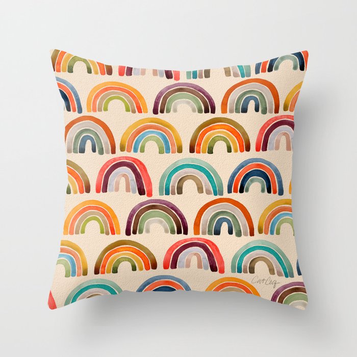 Rainbow Watercolor - Retro Palette Throw Pillow Gallery Image 6