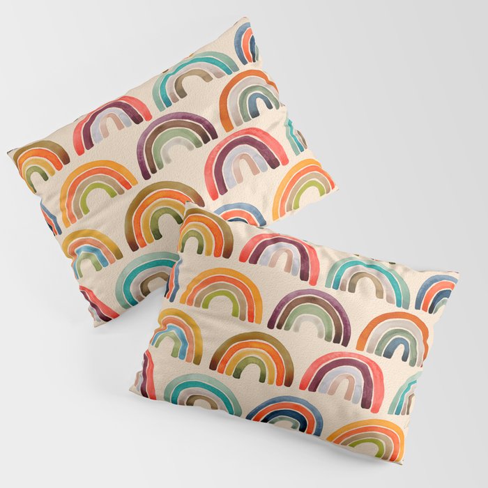 Rainbow Watercolor - Retro Palette Pillow Sham Gallery Image 3