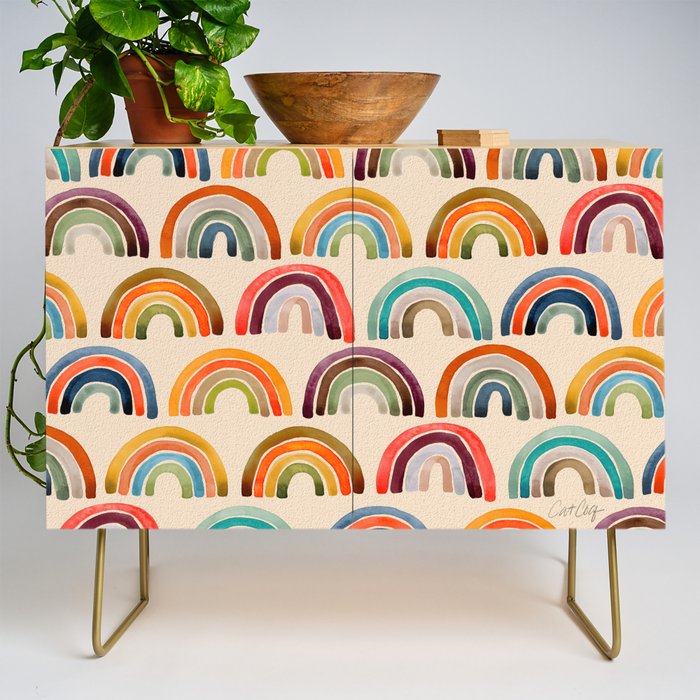 Rainbow Watercolor - Retro Palette Credenza Gallery Image 1
