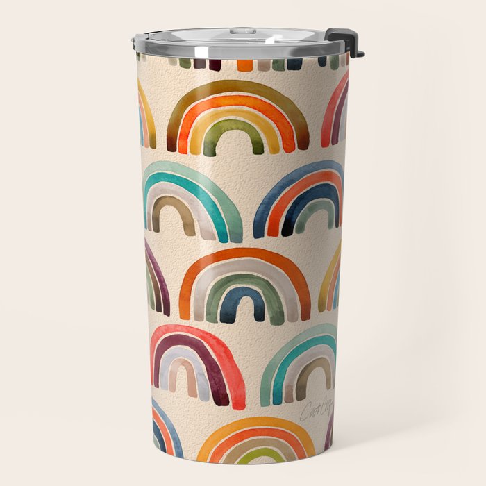 Rainbow Watercolor - Retro Palette Travel Mug Gallery Image 2