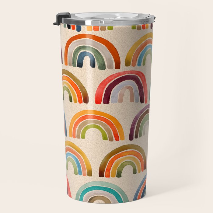 Rainbow Watercolor - Retro Palette Travel Mug Gallery Image 3