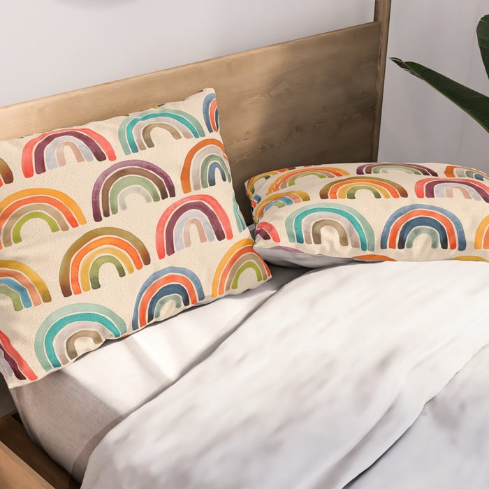 Rainbow Watercolor - Retro Palette Pillow Sham Gallery Image 2
