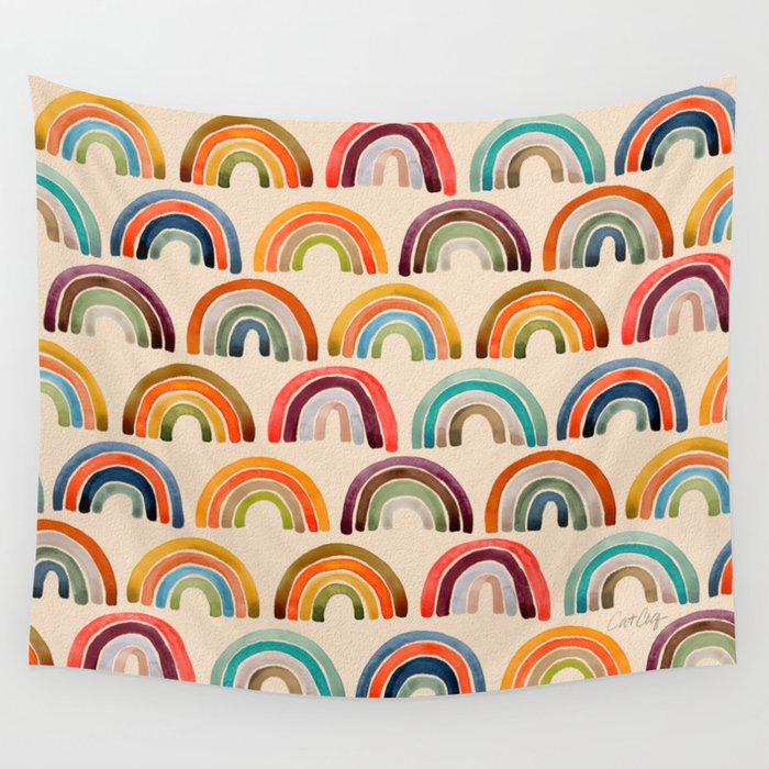 Rainbow Watercolor - Retro Palette Wall Tapestry Gallery Image 4