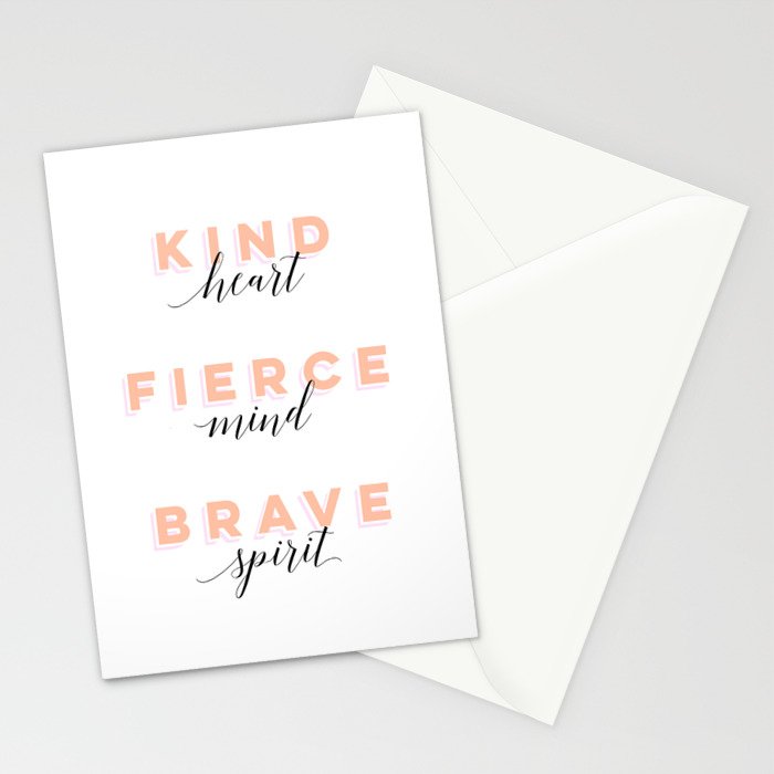 Girl Power - Kind Heart Fierce Mind Brave Spirit Stationery Card Gallery Image 2