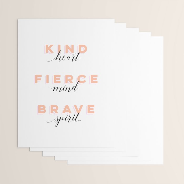 Girl Power - Kind Heart Fierce Mind Brave Spirit Wrapping Paper Gallery Image 3