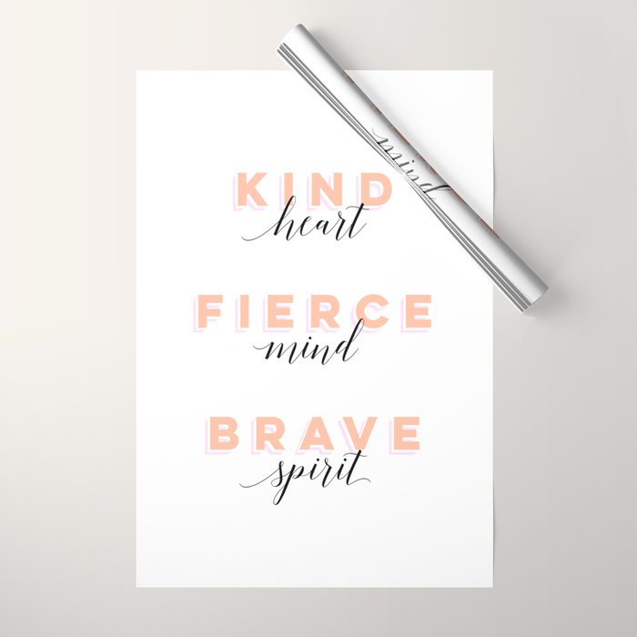Girl Power - Kind Heart Fierce Mind Brave Spirit Wrapping Paper Gallery Image 1