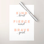 Girl Power - Kind Heart Fierce Mind Brave Spirit Wrapping Paper Gallery Image 1