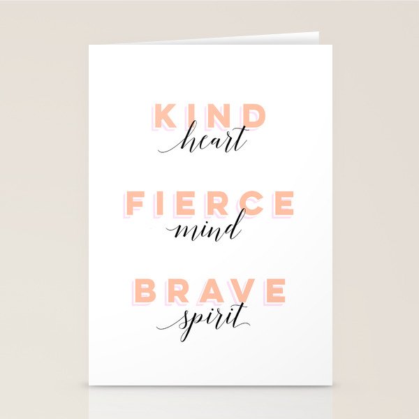 Girl Power - Kind Heart Fierce Mind Brave Spirit Stationery Card Gallery Image 2