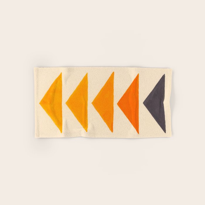 Vintage Scandinavian Orange Geometric Triangle Pattern Bath Towel Gallery Image 1