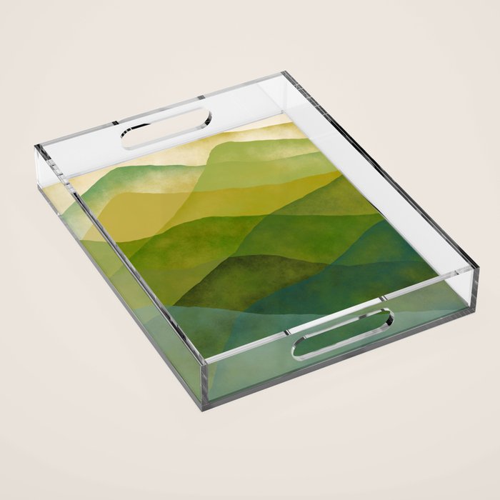 Abstract  Art Print - Watercolor Mountain #7 Acrylic Tray Gallery Image 1