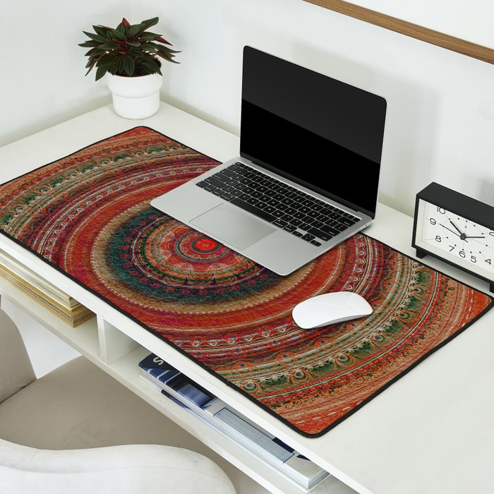 Earth Tone Colored Mandala Desk Mat Gallery Image 2