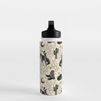 Cowboys and Cacti - cream and black Water Bottle Gallery Image 3