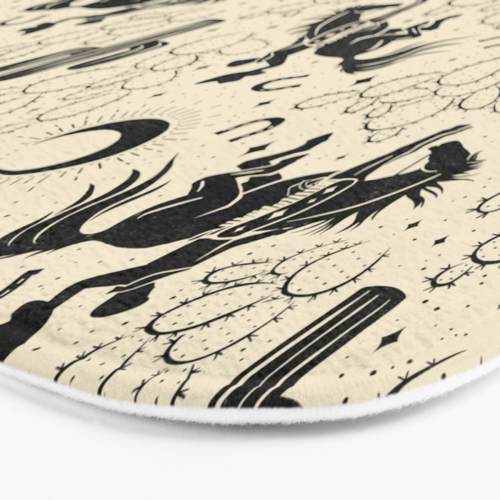 Cowboys and Cacti - cream and black Bath Mat Gallery Image 3