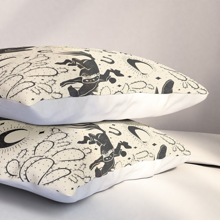 Cowboys and Cacti - cream and black Pillow Sham Gallery Image 3