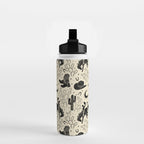 Cowboys and Cacti - cream and black Water Bottle Gallery Image 2