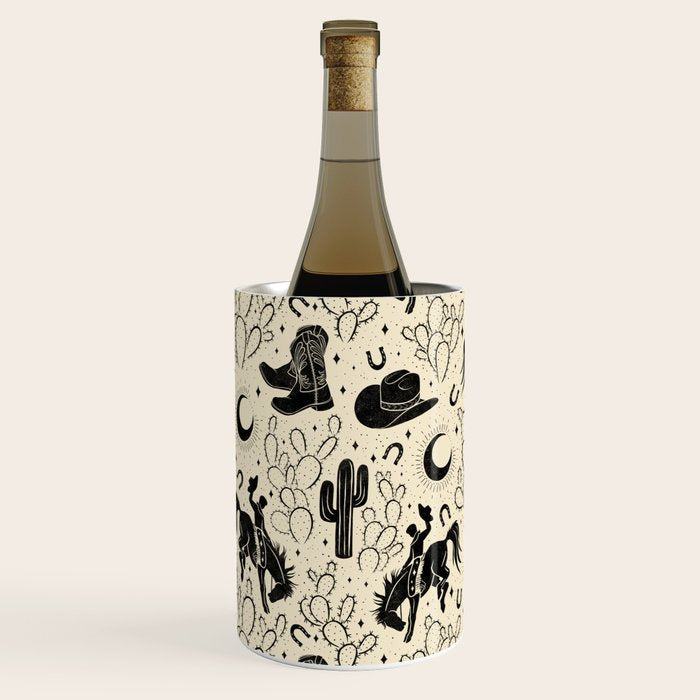 Cowboys and Cacti - cream and black Wine Chiller Gallery Image 1