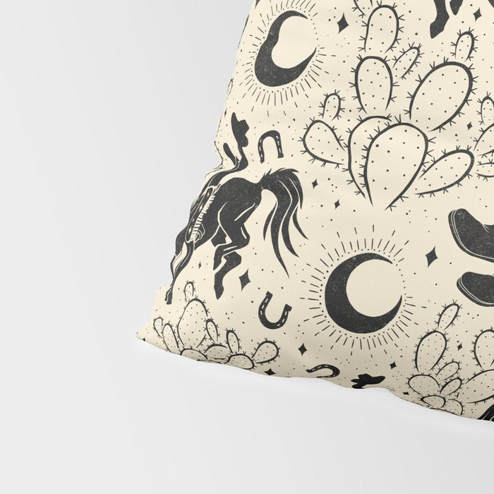 Cowboys and Cacti - cream and black Pillow Sham Gallery Image 4