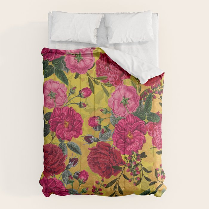 Vintage & Shabby Chic - Summer Tropical Roses Flower Garden Comforter Gallery Image 1