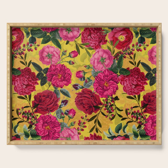 Vintage & Shabby Chic - Summer Tropical Roses Flower Garden Serving Tray Gallery Image 1