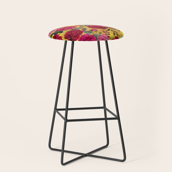 Vintage & Shabby Chic - Summer Tropical Roses Flower Garden Stool Gallery Image 1