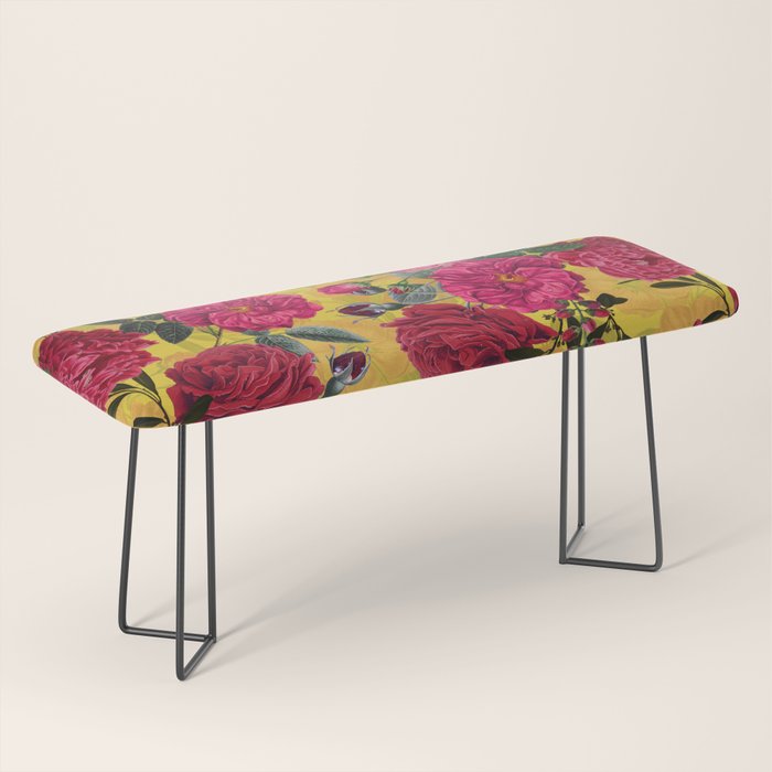 Vintage & Shabby Chic - Summer Tropical Roses Flower Garden Bench Gallery Image 1