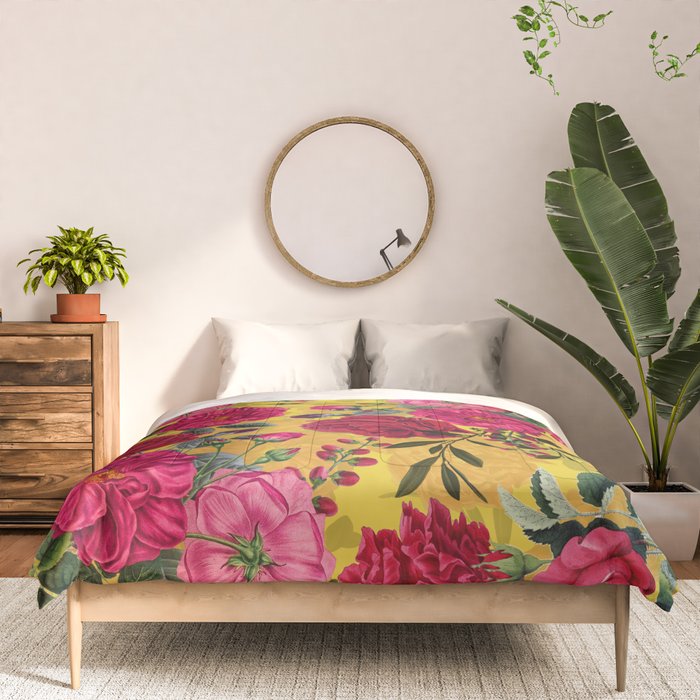 Vintage & Shabby Chic - Summer Tropical Roses Flower Garden Comforter Gallery Image 3
