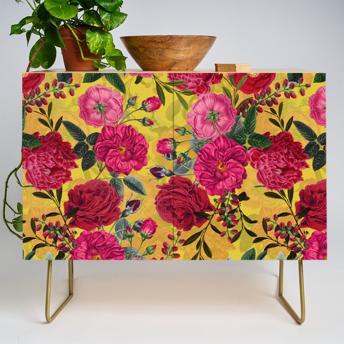 Vintage & Shabby Chic - Summer Tropical Roses Flower Garden Credenza Gallery Image 1
