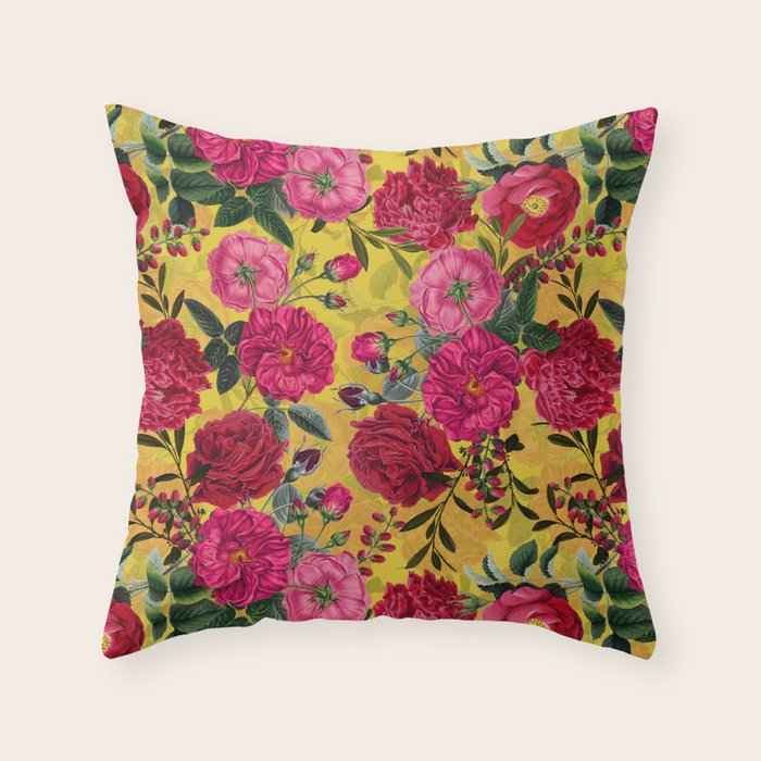 Vintage & Shabby Chic - Summer Tropical Roses Flower Garden Throw Pillow Gallery Image 6