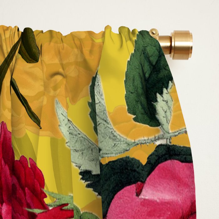 Vintage & Shabby Chic - Summer Tropical Roses Flower Garden Window Curtain Gallery Image 2
