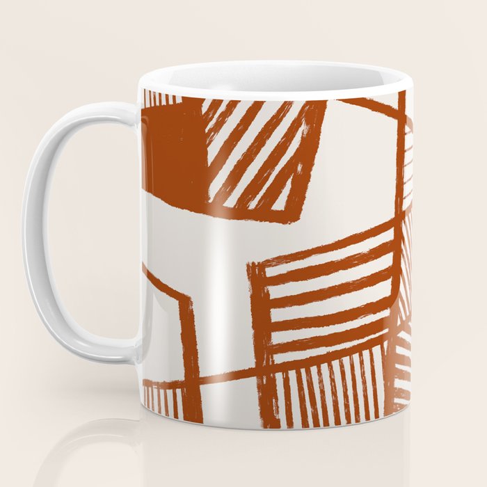 Burnt Orange Line Art Pattern Coffee Mug Gallery Image 3