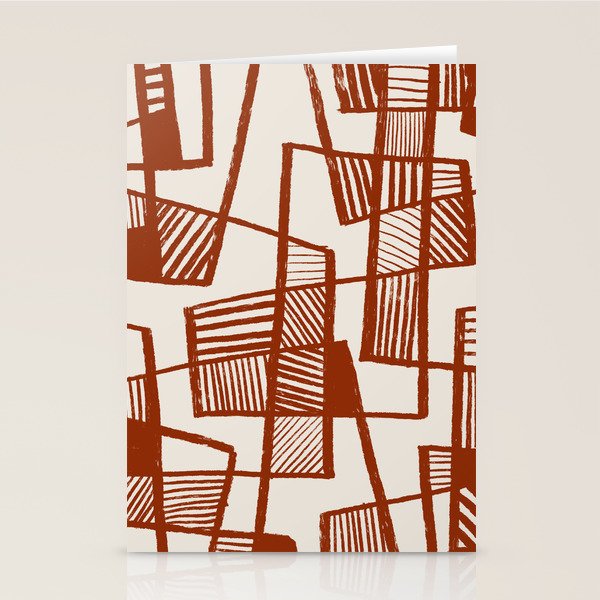 Burnt Orange Line Art Pattern Stationery Card Gallery Image 2