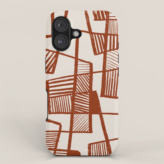 Burnt Orange Line Art Pattern iPhone Case Gallery Image 1
