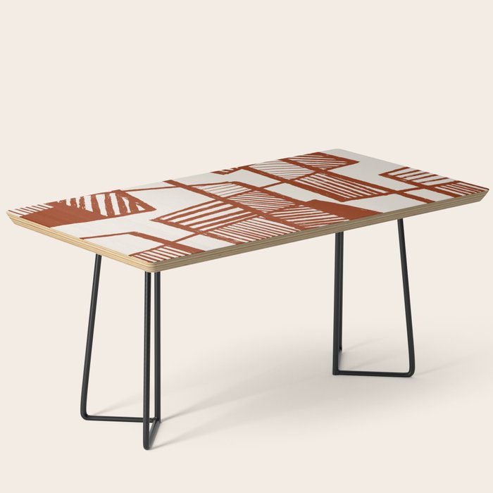 Burnt Orange Line Art Pattern Coffee Table Gallery Image 1