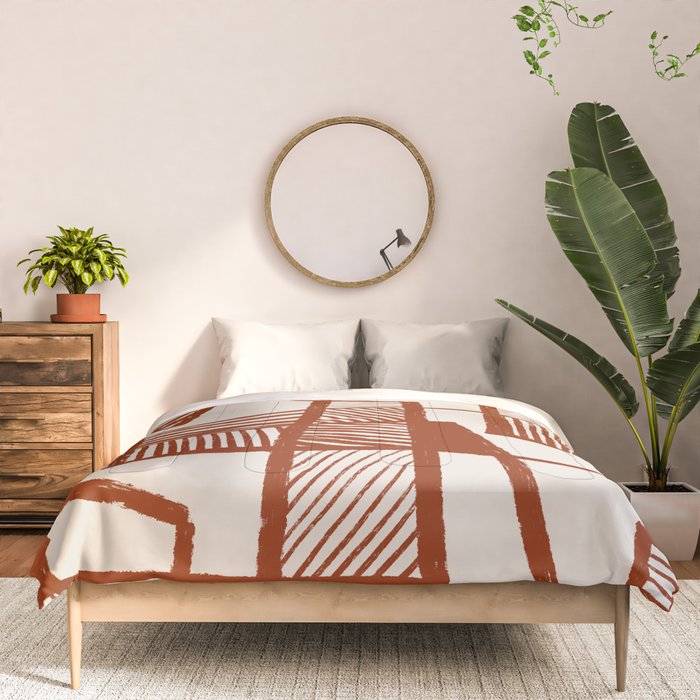 Burnt Orange Line Art Pattern Comforter Gallery Image 3