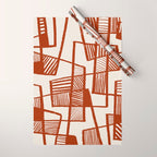 Burnt Orange Line Art Pattern Wrapping Paper Gallery Image 1