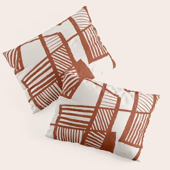 Burnt Orange Line Art Pattern Pillow Sham Gallery Image 3
