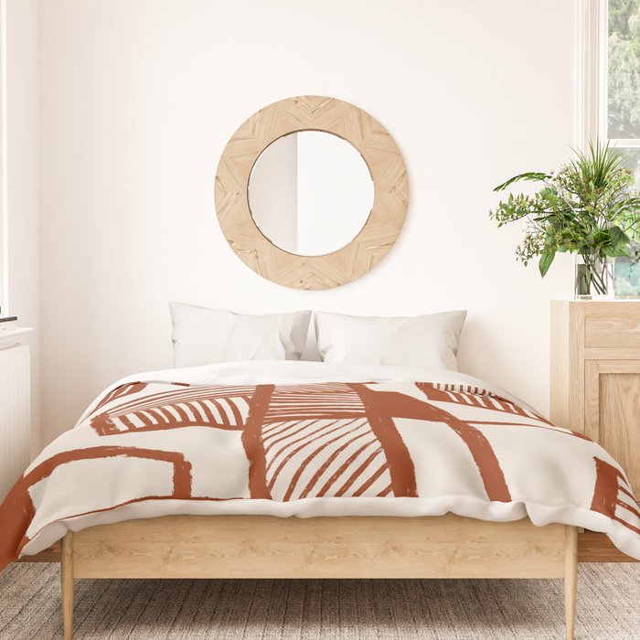 Burnt Orange Line Art Pattern Duvet Cover Gallery Image 3