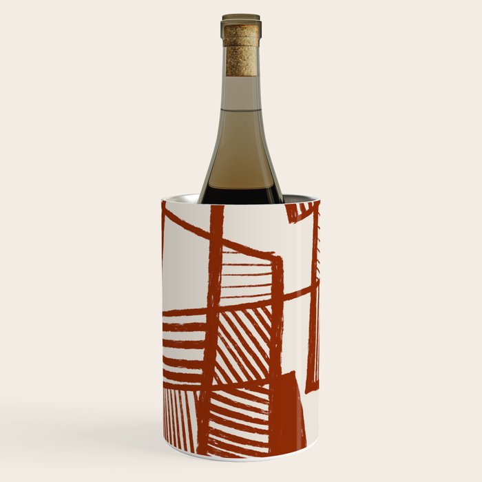 Burnt Orange Line Art Pattern Wine Chiller Gallery Image 1