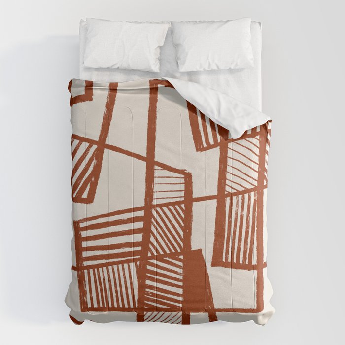 Burnt Orange Line Art Pattern Comforter Gallery Image 6