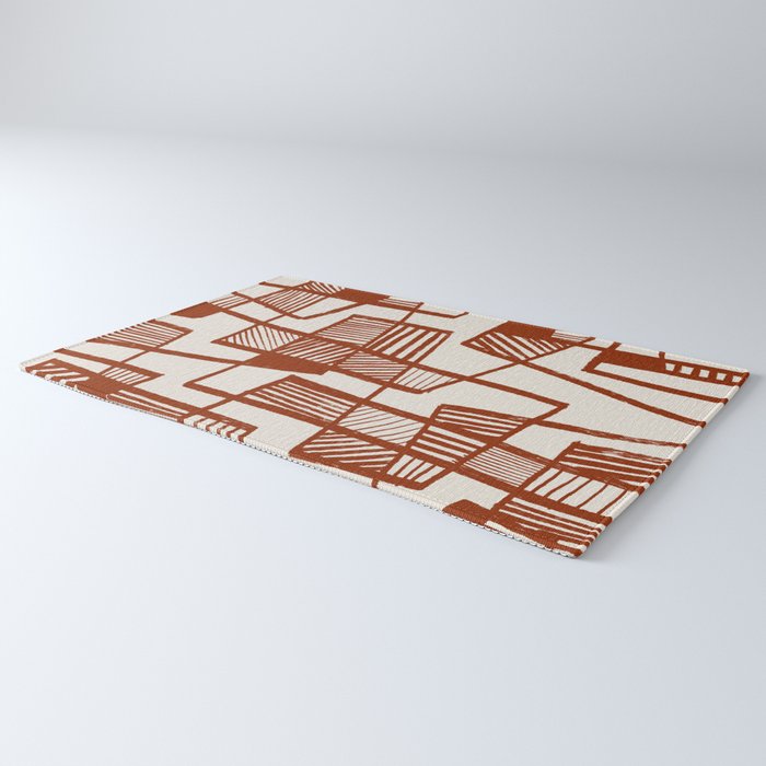 Burnt Orange Line Art Pattern Rug Gallery Image 3
