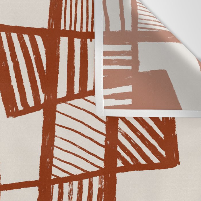 Burnt Orange Line Art Pattern Wall Tapestry Gallery Image 3