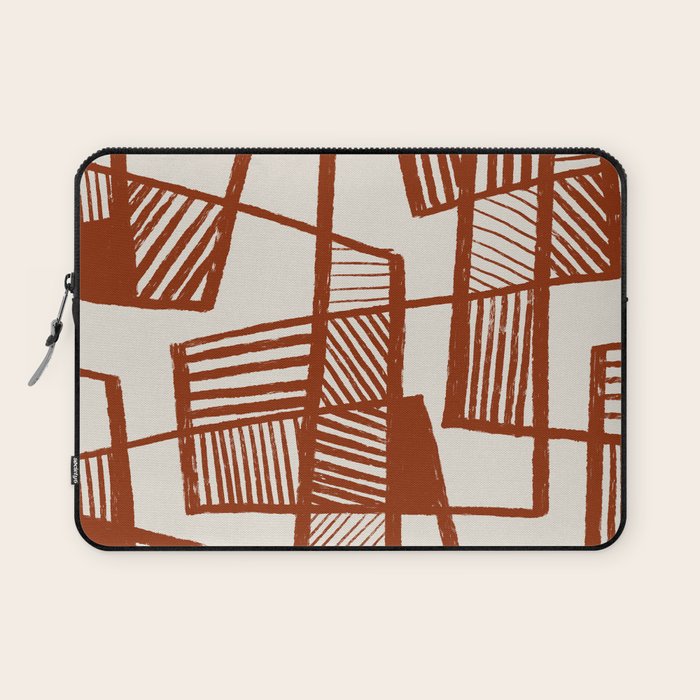 Burnt Orange Line Art Pattern Laptop Sleeve Gallery Image 1
