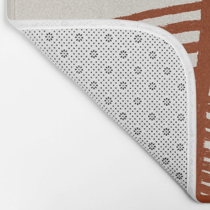 Burnt Orange Line Art Pattern Bath Mat Gallery Image 2