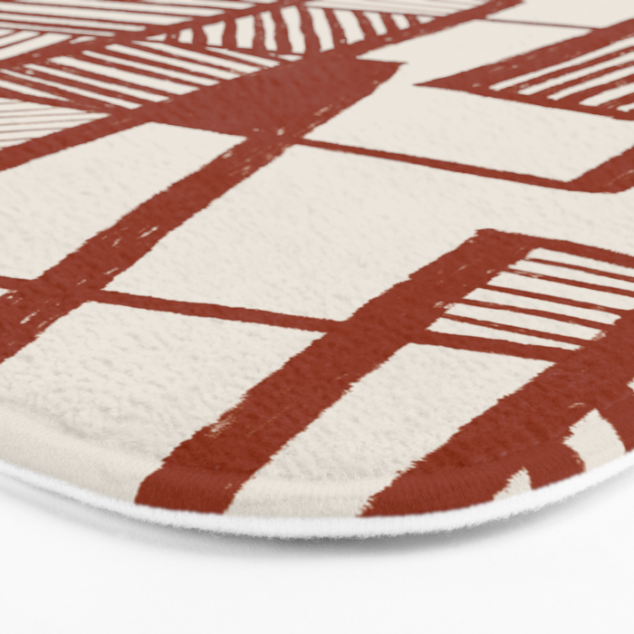 Burnt Orange Line Art Pattern Bath Mat Gallery Image 3