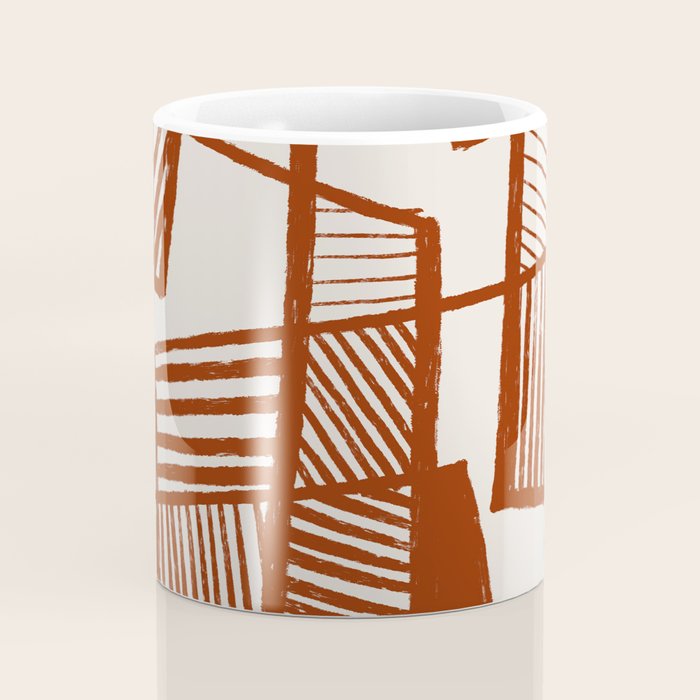 Burnt Orange Line Art Pattern Coffee Mug Gallery Image 4